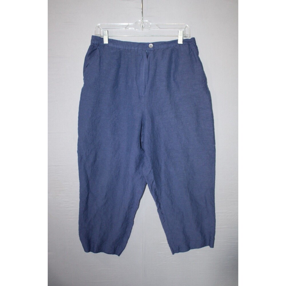 Vintage Rexx New York Womens Size 14 Blue Linen Blend Pants Dry Clean Only